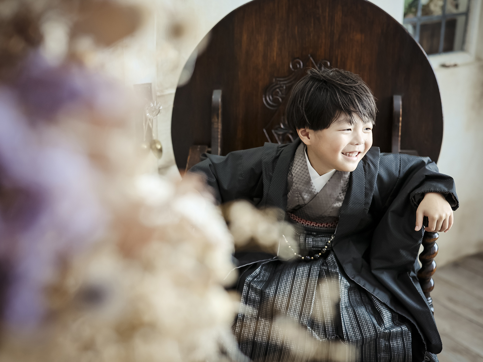 七五三の着物姿の撮影シーン